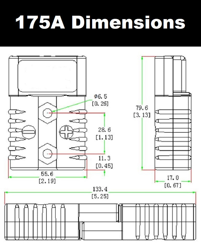 175A connector dimensions width approx 55.6mm
